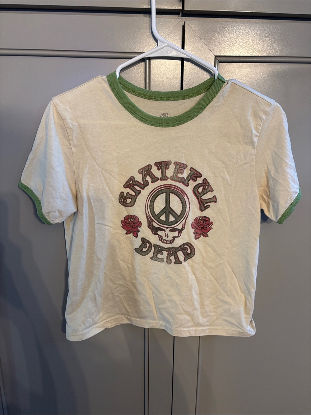 Grateful Dead Cream Graphic Tee with Green Trim M